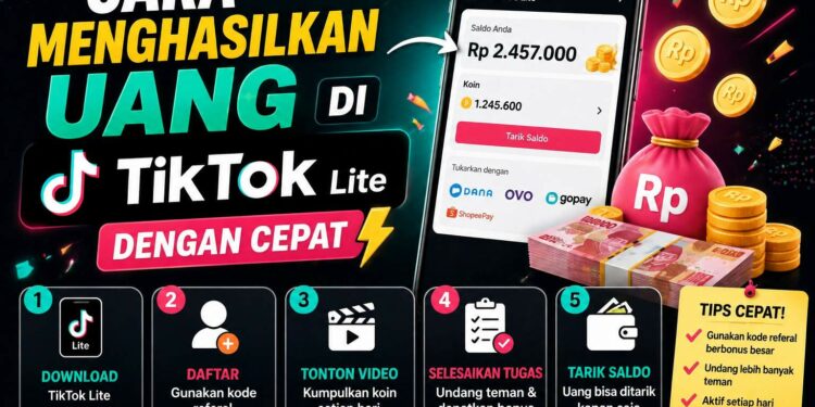 Cara Menghasilkan Uang Di Tiktok Lite Dengan Cepat
