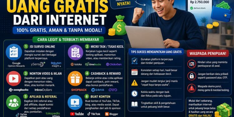 Cara Dapat Uang Gratis Dari Internet